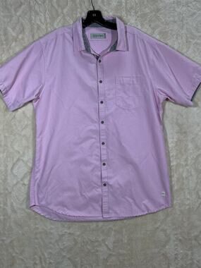DepartWest Men’s XL Pink Lavender Button Up Shirt Short Sleeve Pocket Casual EUC